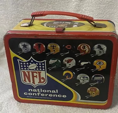 RARE 1976 NFL National Football League Metal Lunch Box By Thermos Brand Lunchbox • $39.99