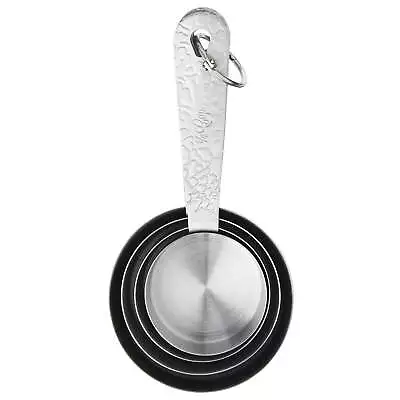 Set Of 4 Embossed Stainless Steel Measuring Cups Playful Posy • $16.07