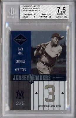 2003 Leaf Limited Jersey Numbers #60 Babe Ruth Yogi Berra /5 BGS 7.5 • $850