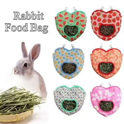 Rabbit Hay Bag Heart Shape Printed Hanging Guinea Pig  Hay Feeder For Rabbit Emb • £5.97