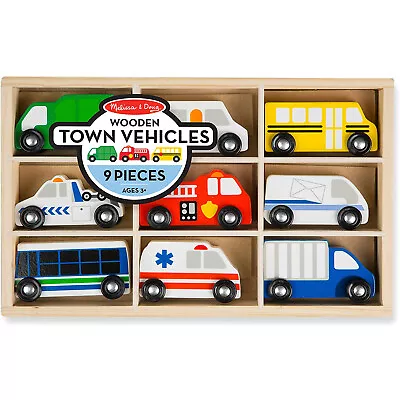 Melissa & Doug 9-Piece Wooden Cars Vehicle In Wooden Tray Set • $22.93