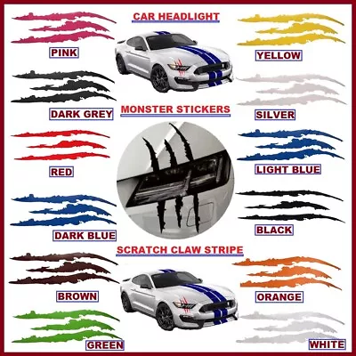 Auto REFLECTIVE CAR HEADLIGHT MONSTER STICKER Scratch Stripe Claw Vinyl Decals • $6.99