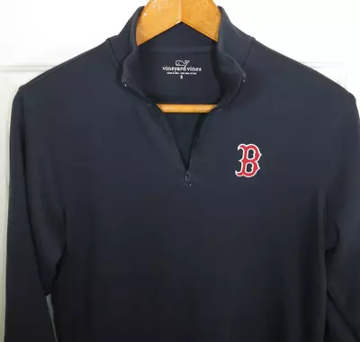 Vineyard Vines Boston Red Sox 1/4 Zip Sweater 100% Pima Cotton Navy Men's Small • $17.90