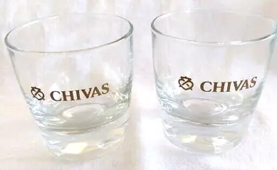 2 Chivas Regal Sturdy Barware Man Cave Drink Glasses Heavy Bases 9.5cm High VGC • $25