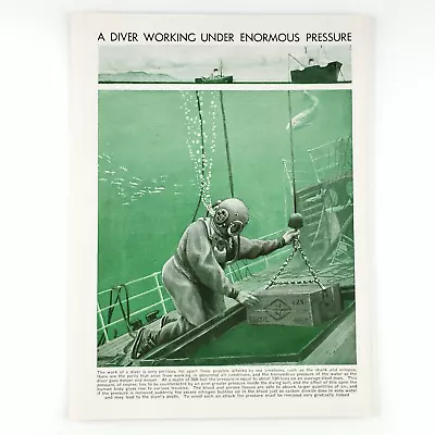 Deep Sea Diver Art Print 1930s Vintage Educational Shipwreck Diving Science A367 • $29.95