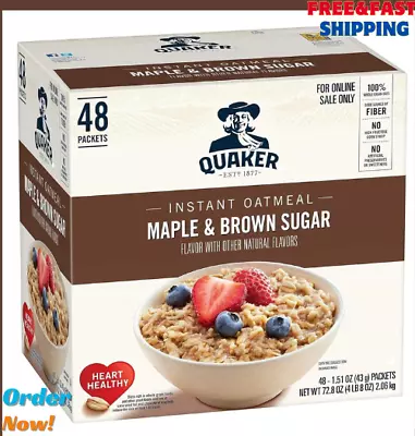 Instant Oatmeal Maple & Brown Sugar Individual Packets 1.51 Ounce -Pack Of 48 • $16.49