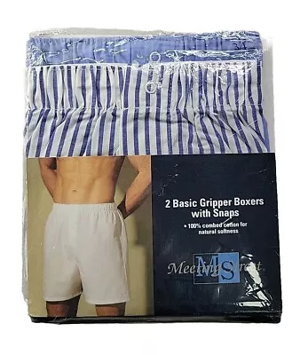 VTG Meeting Street 2 Pack Basic Gripper Boxers With Snaps 100% Combed Cotton 34 • $24.26