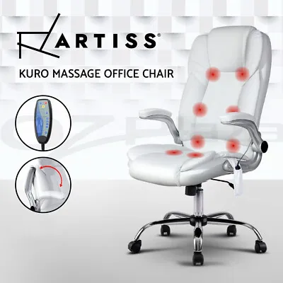 Artiss 8 Point Executive Massage Office Chair Computer Chairs Armrests White • $129.95