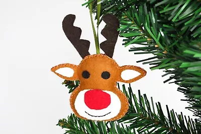 Handmade Christmas Felt Reindeer Ornament Xmas Decorations • £5.90