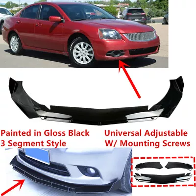 Add-on Universal For 2009-2012 Mitsubishi Galant Black Front Bumper Lip Splitter • $55.90