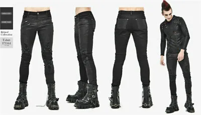 Punk Bandage Knee Metallic Punk Rock Men Trousers Drawstring Decoration Pants • $76.44