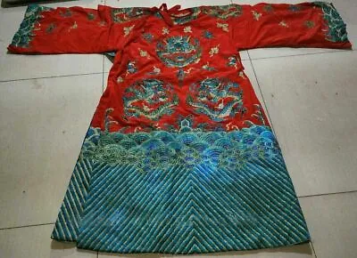 Red Chinese Qing Dynasty Emperors Formal Dress Embroidery Dragon Dragon Robe • $359.83