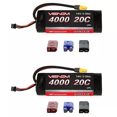 Venom 20C 2S 4000mAh 7.4V LiPo Battery For Tamiya Cars X2 Packs • $79.98