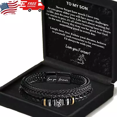 To My Son Gift For Son Bracelet Love From Mom Dad Forever Birthday Graduation • $29.99