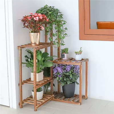 6 Tier Large Wooden Rustic Corner Plant Stand Flower Shelf Garden Living Room AU • $46.98