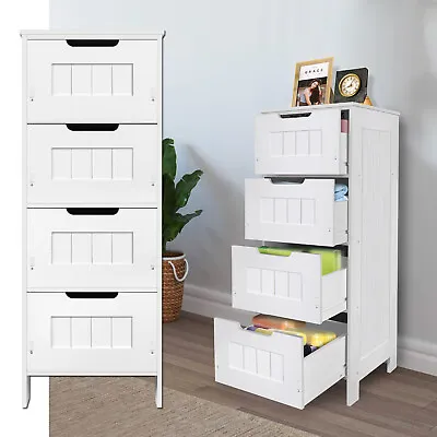 Chest Of Drawers Bedside Table Sideboard Cabinet Bedroom 4 Drawers PVC Furniture • £37