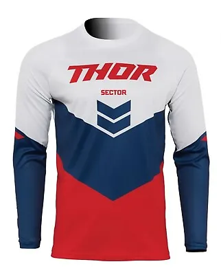 Thor Sector Jersey Men's Size 4XL RED/BLUE For MX Motocross Offroad Dirt Bike • $15.99