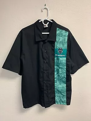 Vintage Bianchi Men's Button Shirt Size Large* Black Cycling Squadra *SEE PICS* • $19.99