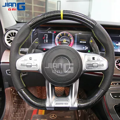 Carbon Fiber Flat Steering Wheel For 20+ Mercedes-benz G63 C43 C63 W221 S63 AMG • $489.02