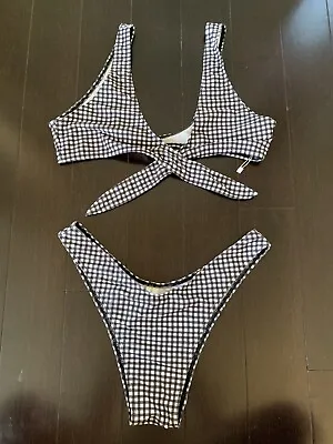 Zaful Black White Gingham Bikini Size M • £9.50