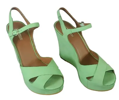 Matiko LYNN Peppermint Mint Green Platform Peep Toe High Heel Pumps Shoe 9 • $29.74