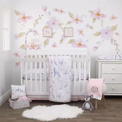 NoJo Watercolor Deer 4 Piece Nursery Crib Bedding Set • $29.95