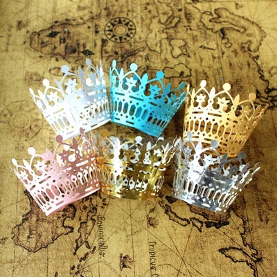 £6.90 • Buy 50pcs Laser Cut Cupcake Paper Wrappers Wraps Cases Wedding Baby Cake Crown Decor