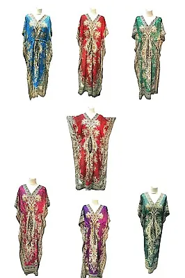 New Ladies Long Floral Printed Women Kaftan Dress Perfect For Summer FREE SIZE • £7.99