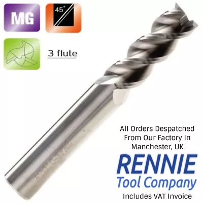 Solid Carbide Aluminium End Mill 45 Degree Helix 3 Flute - Endmill Slot Drill • £6.99