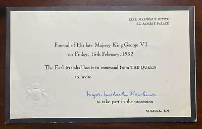 Antique Royal Invitation Funeral Procession King George Command Queen Elizabeth • £19.99