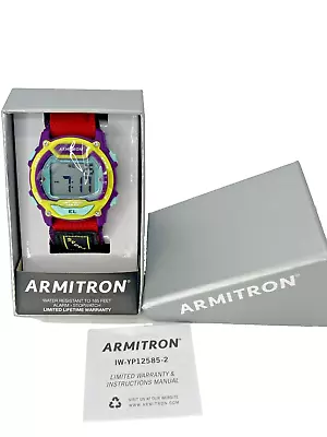 Armitron Sport Digital Watch Multi Color Purple Alarm Stopwatch Water Resistant • $11.69