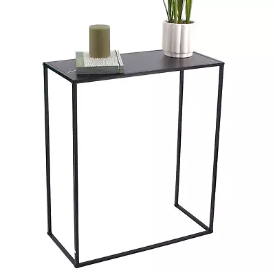 Black Marble Console Table Black Metal Frame With Shelf Side Table Bookshelf • £35.99