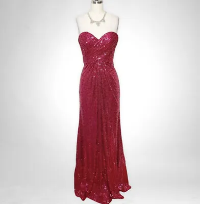 La Femme Red Sequin Formal Gown Prom Dress Strappy Back Size 4 Party • $349