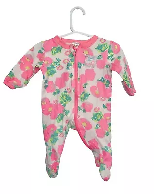 BABY BERRY Pink I Love My Mummy Full Zip Pink Floral One Piece Romper Size 000 • $10