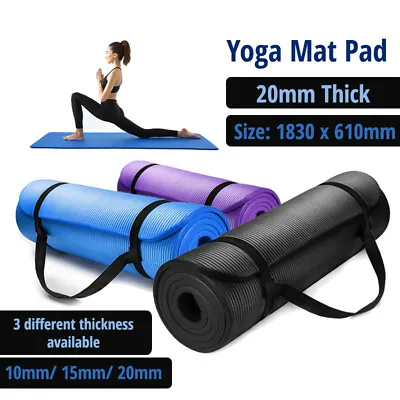 10/15/20MM Thick Yoga Mat Pad NBR Nonslip Exercise Fitness Pilate Gym Durable AU • $34.94