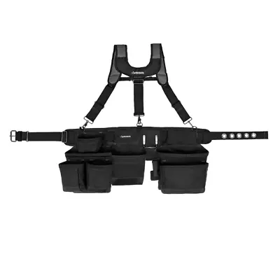 Husky 16-Pocket Black Carpenter's Tool Belt With Suspenders Up To A 52 In Waist • $80