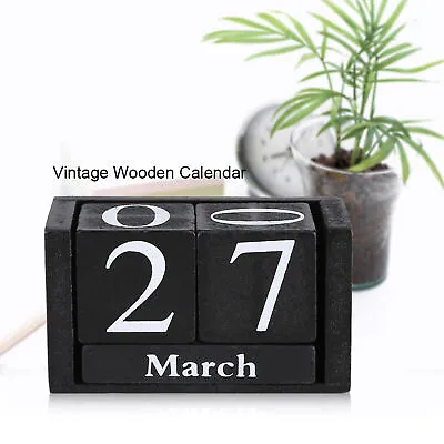 £12.49 • Buy Wooden Desktop Block Calendar  Date Home Display Desk Office Decor