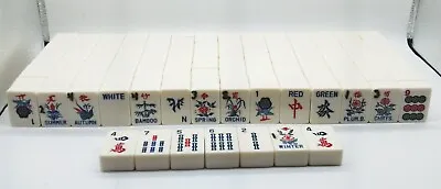 Vintage MAH JONG Set  147 Tiles MAH JONGG Red Blue • $69.03