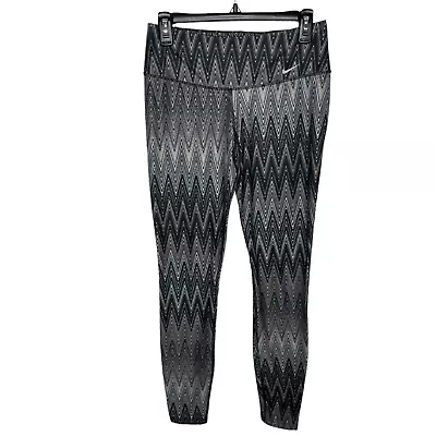 Nike Legend Leggings Womens Medium Black Gray Zig Zag Chevron Stripe Legendary • $15