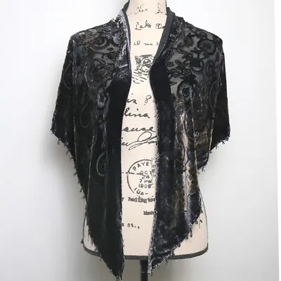 Kenneth Cole Silk Blend Velour Burnout Paisley Floral Wrap Scarf Shawl Tassels • $15.99