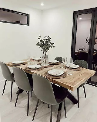£289.99 • Buy Dining Table 140x70 Cm Solid Mango Wood Industrial Style Kitchen Dinner Table 
