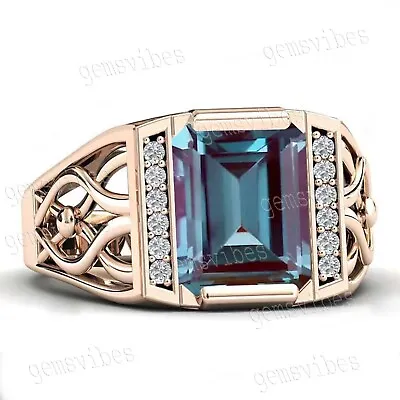 Vintage Wedding Alexandrite Ring Solid 925 Sterling Silver Bohemian Men's Ring • $50.94