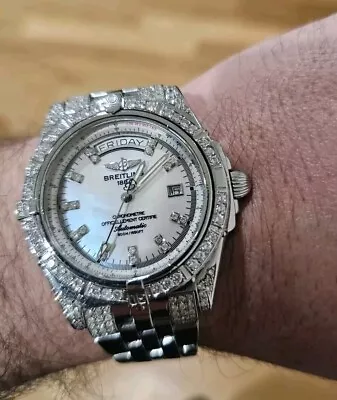 Super Rare Mens Breitling Day Date Automatic With Natural Diamonds Mop Dial • $2990