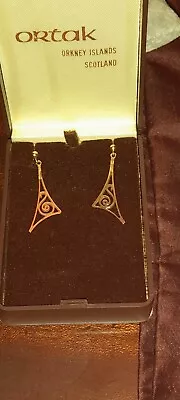 Vintage.. 9ct Gold ORTAK By Malcolm Gray.. Scottish Celtic Drop Earrings.. • £70