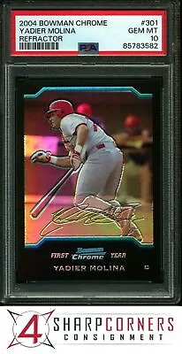 2004 Bowman Chrome Refractor #301 Yadier Molina Rc Psa 10 • $220