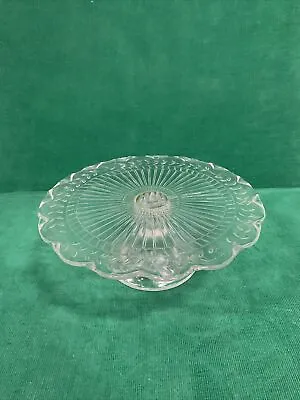 Vintage Clear Glass Small Pedestal Cake Stand Cafe Pastry Display Plate-9” Dia • $18.99