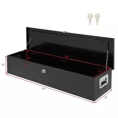 50 L Aluminum Truck Pickup ATV Flatbed RV Storage Tool Box Trailer W/ Lock Black • $137.27