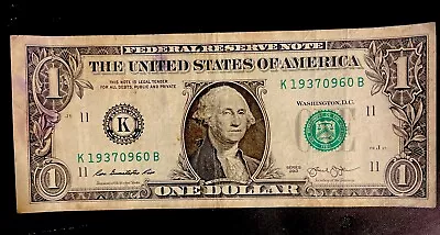 Fancy Serial Number One Dollar Bill Birthday Anniversary Note 9/6/1937 • $12.50