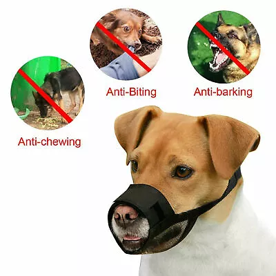 Adjustable Safety Dog Muzzles Breathable Anti-Biting Anti-Chewing 5 Sizes • £6.45