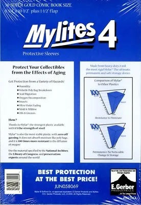 50 E. Gerber Mylites 4 Mil Mylar Super Gold Comic Book Sleeves 825M4 • $37.95